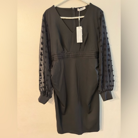 NWT| Maternity Swiss Dot Chiffon Sleeves Dress - Picture 4 of 8